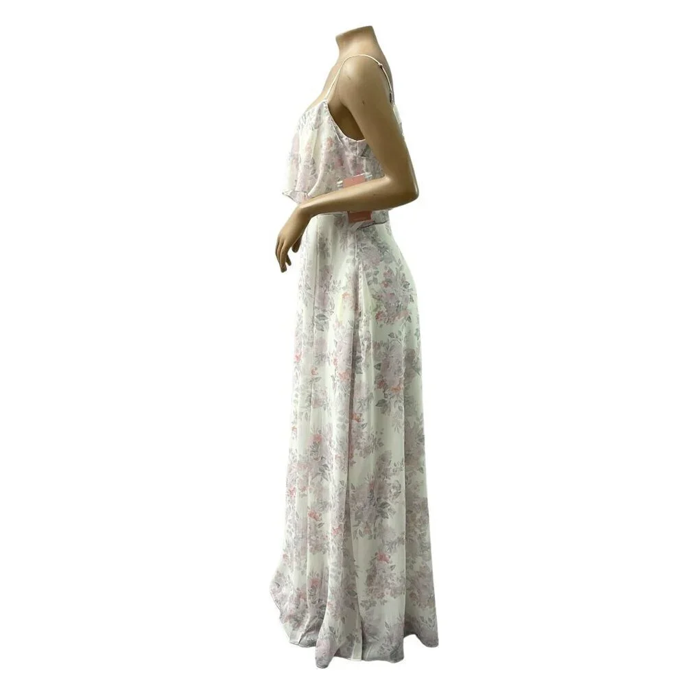 Birdy Grey Jane Slit Convertible Blush BouquetMaxi Formal Bridesmaid Dress S NWT